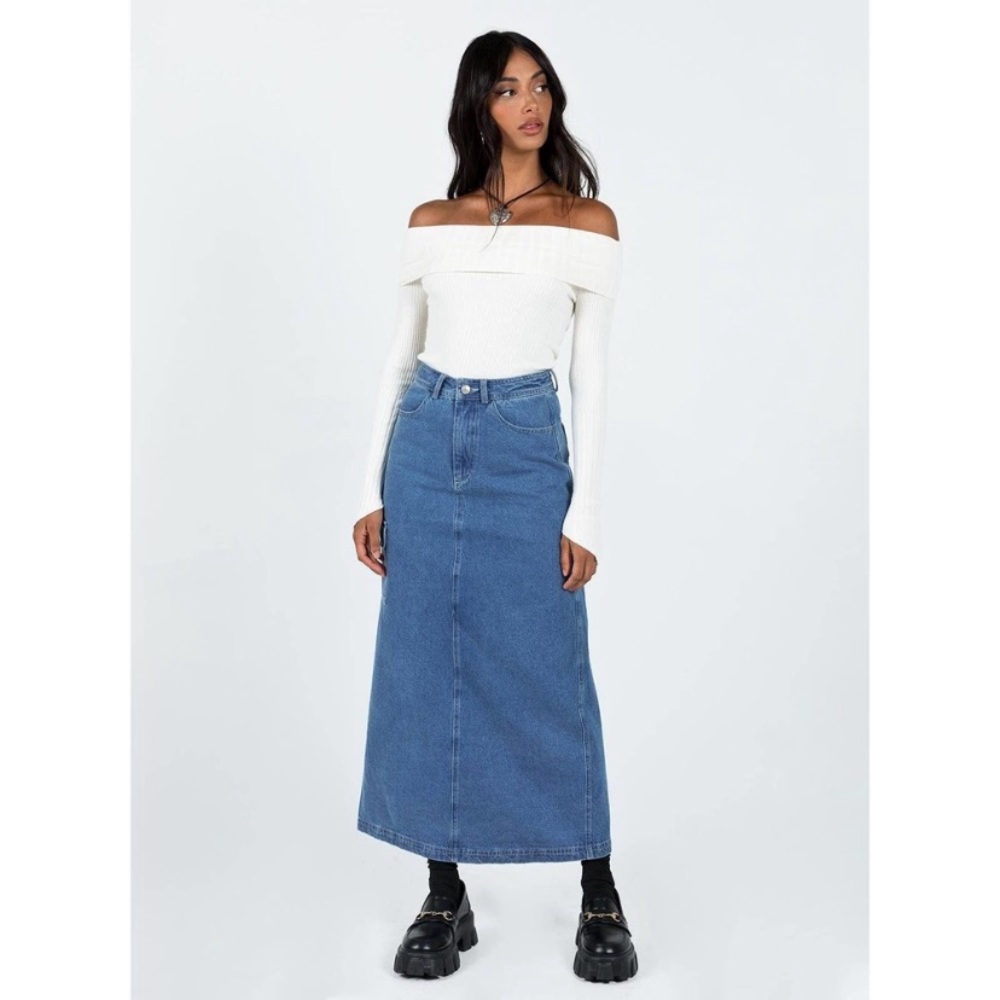 Vintage Indigo Midi Skirt